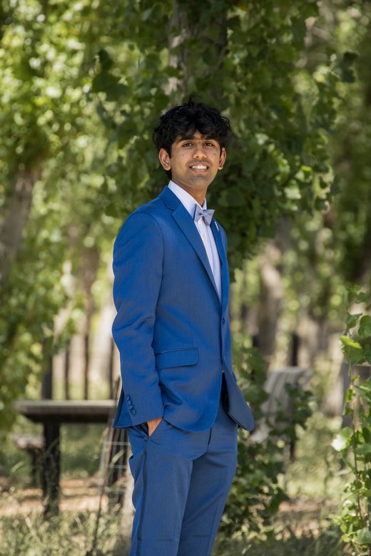 Blue suit solo prom portrait